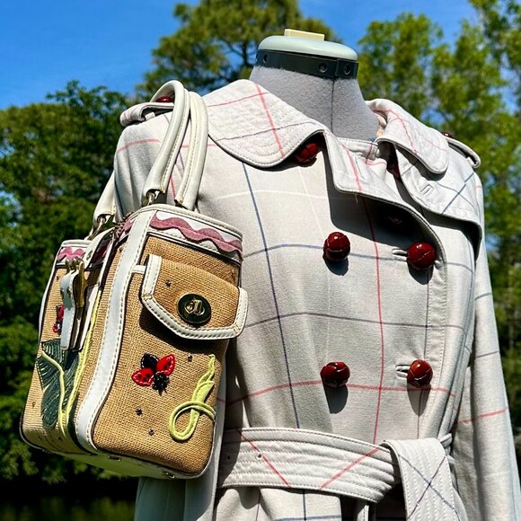 Coach Vintage Ladybug Applique Boxy Straw Tote Limited Edition 2004 Natural 4439 - Picture 4 of 14